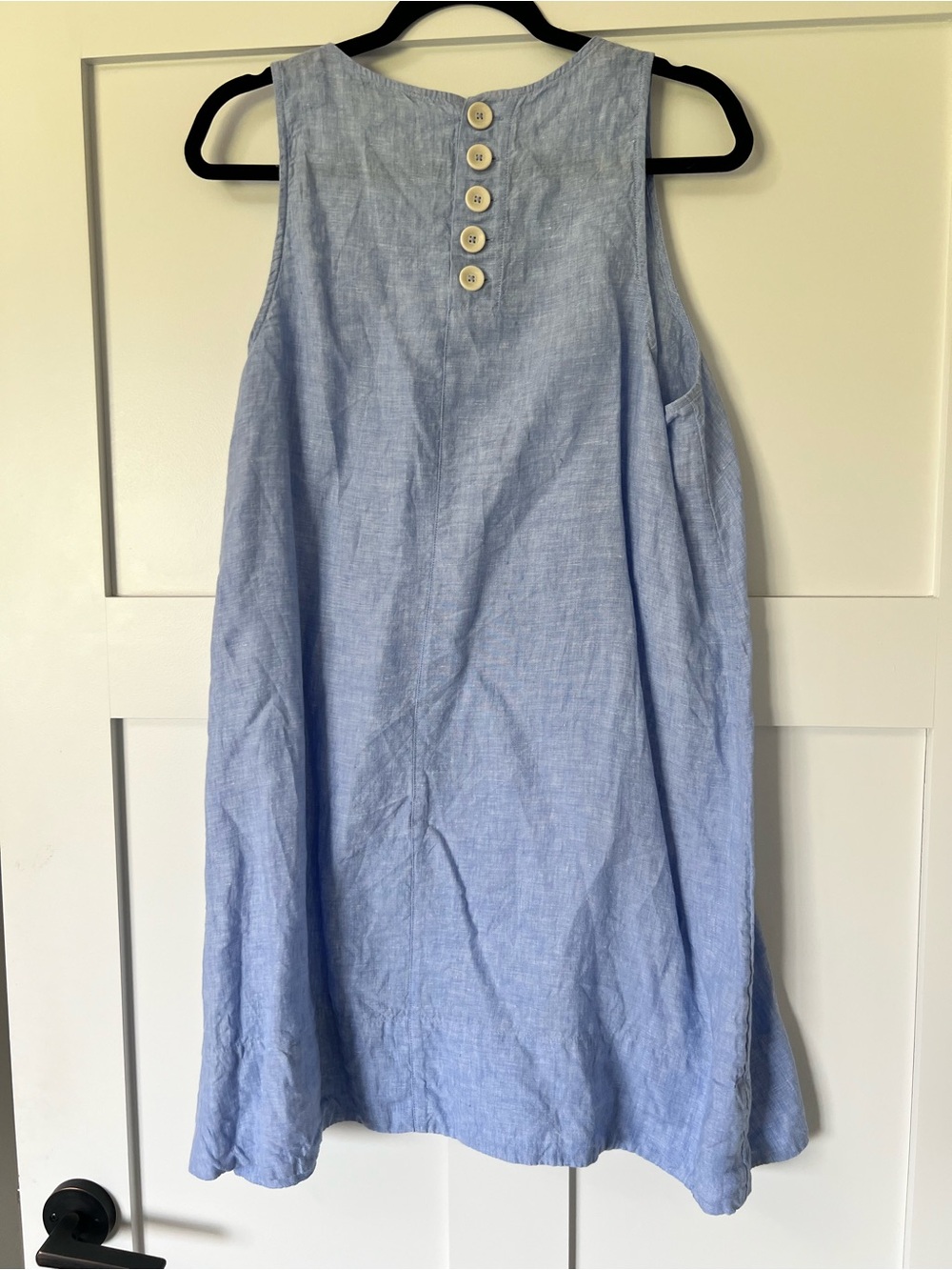 J Crew Maxine Button-Back Dress in Linen French Blue - Picture 2 of 5